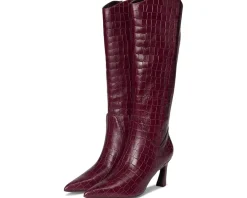 Boots|Boots|Naturalizer Emily Narrow Calf Knee High Boots Cranberry Red Croco Leather
