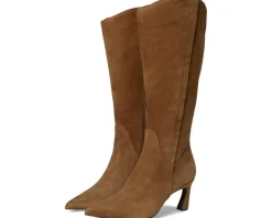 Naturalizer Emily Wide Calf Knee High Boots Dark Chestnut Brown Suede Sale