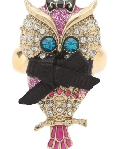 Betsey Johnson Enchanted Forest Owl Stretch Ring Pink Outlet