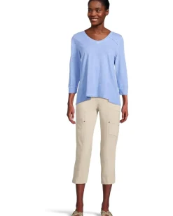 Elliott Lauren Enzyme Wash Jersey - V neck -3/4 Sleeve Tee Denim Best