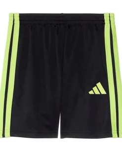 adidas Kids Clothing<Essentials 3-Stripe Shorts (Toddler/Little Kids) Black/Green