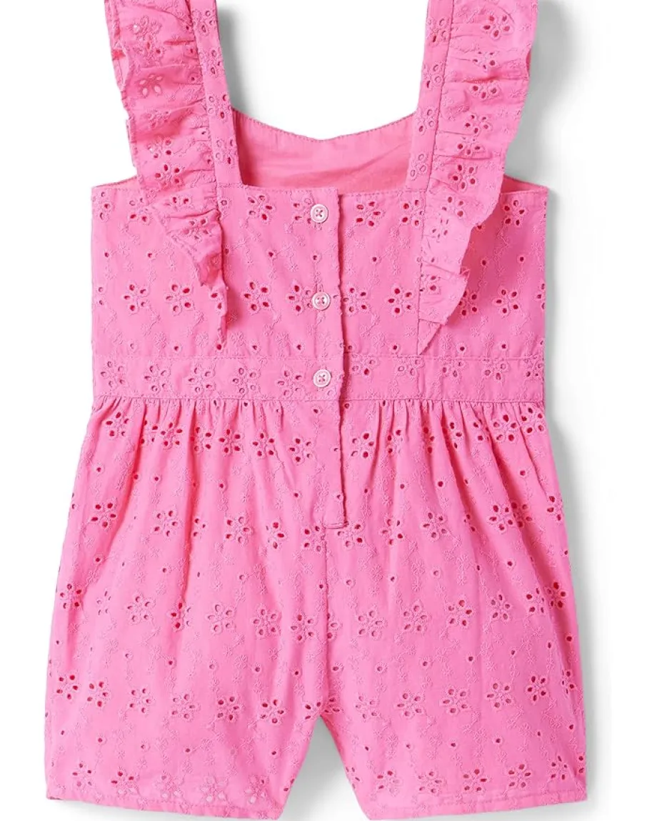 Janie and Jack Clothing<Eyelet Romper (Toddler/Little Kids/Big Kids) Pink