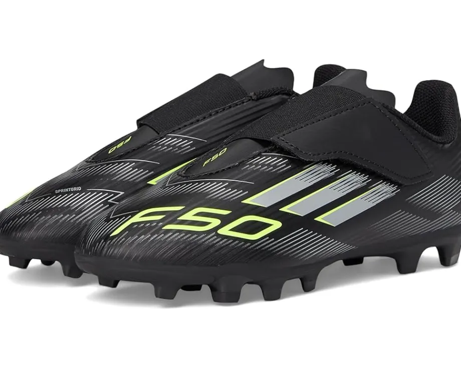 adidas Kids F50 Club Firm/Multi Ground Cleats (Toddler/Little Kid/Big Kid) Black/Iron Metallic/Lucid Lemon Best