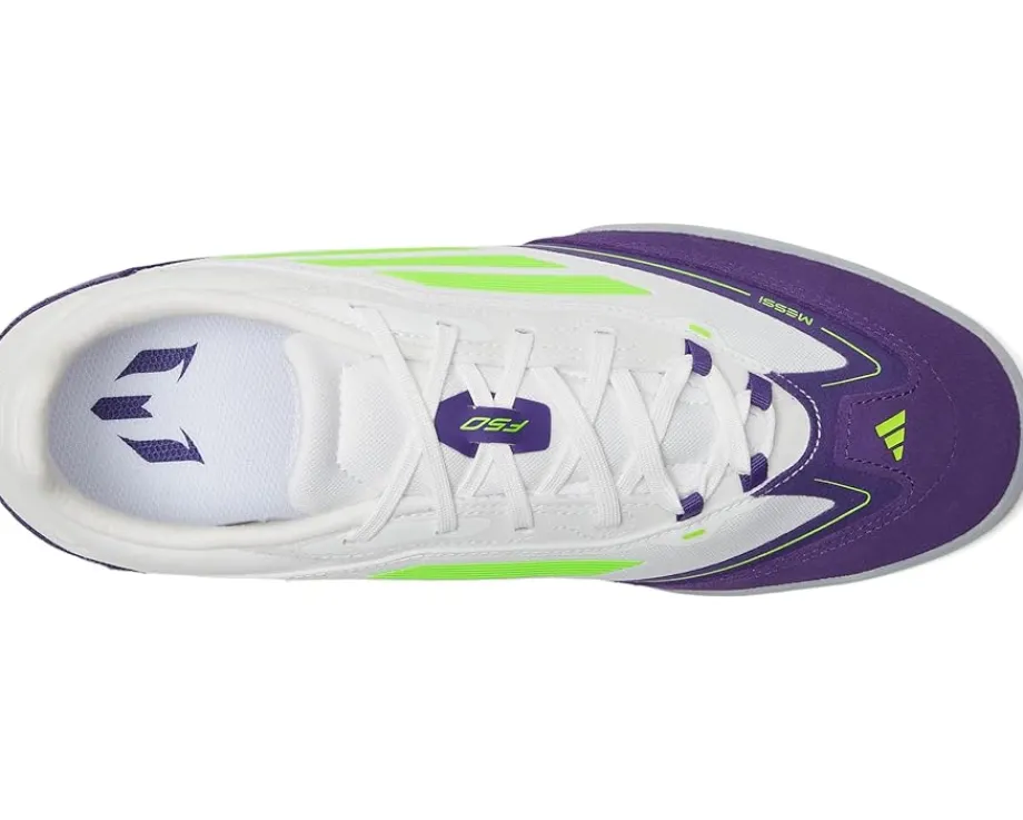 adidas F50 Freestyle 24 Messi Indoor Soccer Cleats White/Lucid Lemon/Unity Purple New