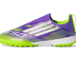 adidas Kids Shoes<F50 League Laceless Turf Cleats (Little Kid/Big Kid) Purple Rush/White/Lucid Lemon