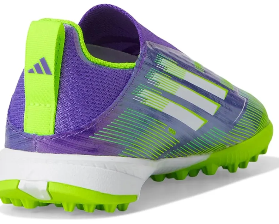 adidas Kids Shoes<F50 League Laceless Turf Cleats (Little Kid/Big Kid) Purple Rush/White/Lucid Lemon