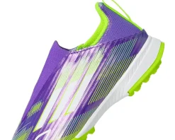 adidas Kids Shoes<F50 League Laceless Turf Cleats (Little Kid/Big Kid) Purple Rush/White/Lucid Lemon