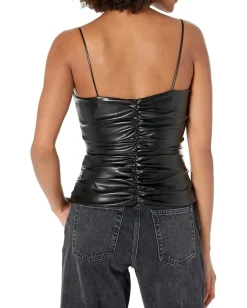 Shirts & Tops|Shirts & Tops|7 For All Mankind Faux Leather Ruched Cami Black