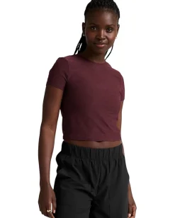 Activewear|Shirts & Tops|Beyond Yoga Featherweight Cropped Tee Midnight Burgundy Heather