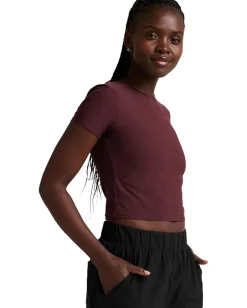 Activewear|Shirts & Tops|Beyond Yoga Featherweight Cropped Tee Midnight Burgundy Heather