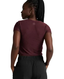 Activewear|Shirts & Tops|Beyond Yoga Featherweight Cropped Tee Midnight Burgundy Heather