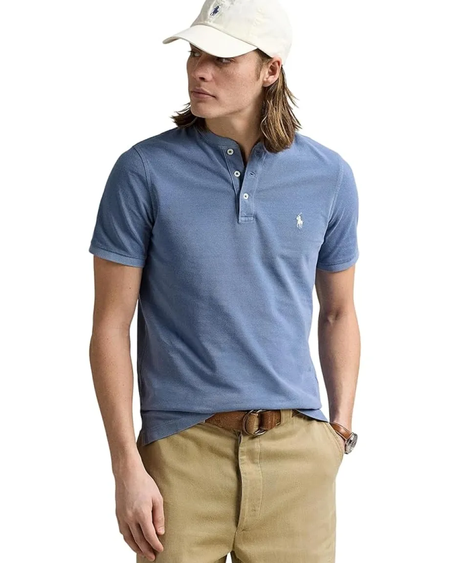 Activewear|T-Shirts|Polo Ralph Lauren Featherweight Mesh Henley Capri Blue