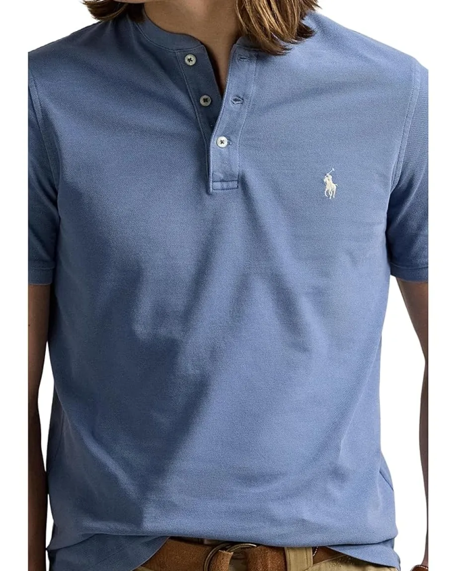 Activewear|T-Shirts|Polo Ralph Lauren Featherweight Mesh Henley Capri Blue