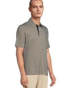 Johnston & Murphy Activewear<Fine Stripe Polo Tan/Navy