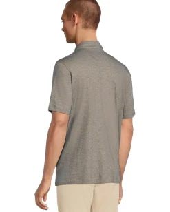 Johnston & Murphy Activewear<Fine Stripe Polo Tan/Navy