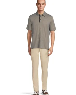 Johnston & Murphy Activewear<Fine Stripe Polo Tan/Navy