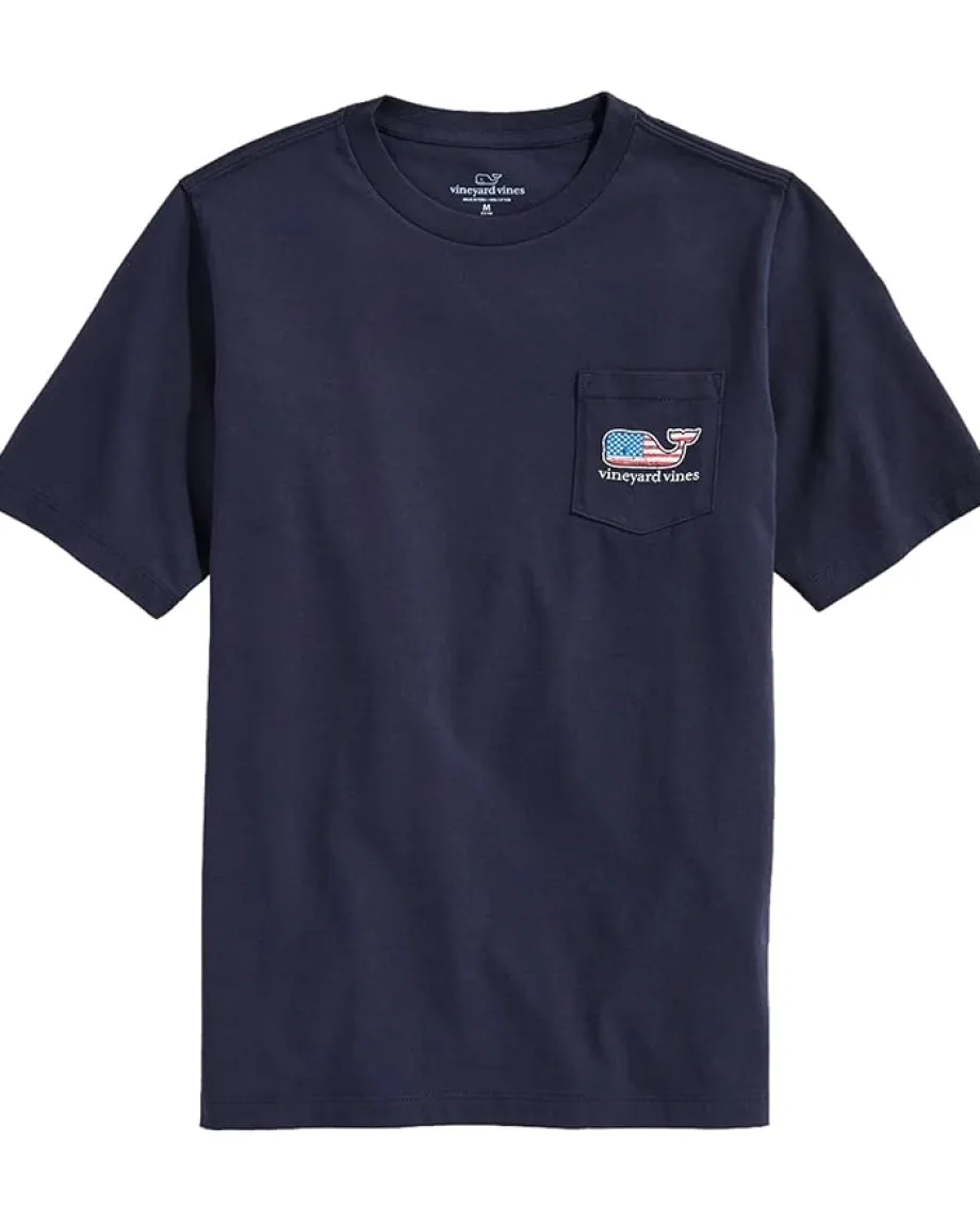 Vineyard Vines Kids Flag Whale Short-Sleeve Pocket Tee (Toddler/Little Kids/Big Kids) Vineyard Navy New