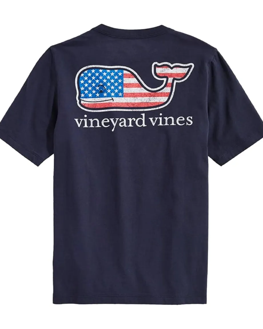 Vineyard Vines Kids Flag Whale Short-Sleeve Pocket Tee (Toddler/Little Kids/Big Kids) Vineyard Navy New