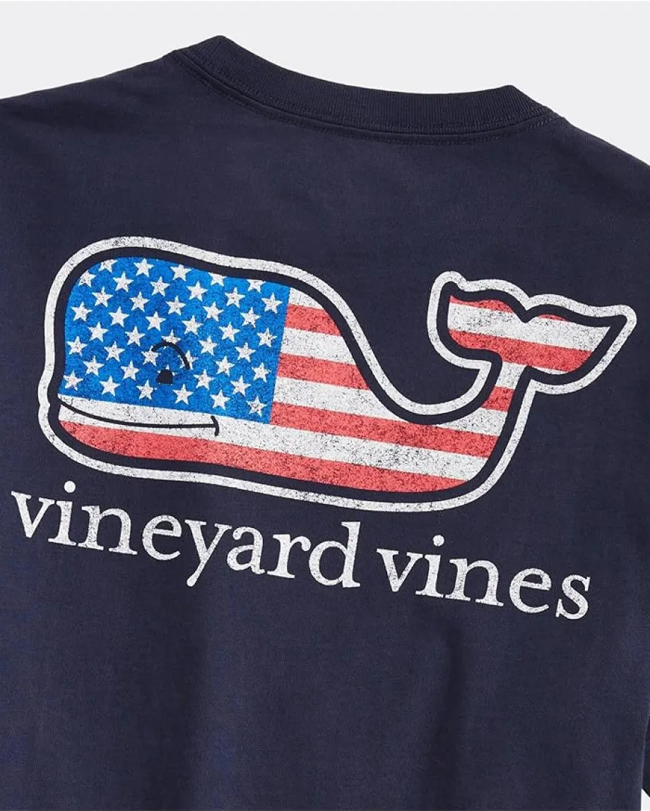 Vineyard Vines Kids Flag Whale Short-Sleeve Pocket Tee (Toddler/Little Kids/Big Kids) Vineyard Navy New