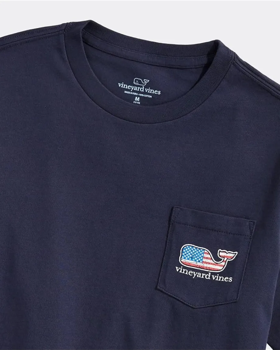 Vineyard Vines Kids Flag Whale Short-Sleeve Pocket Tee (Toddler/Little Kids/Big Kids) Vineyard Navy New