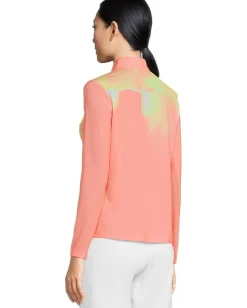 Activewear|Shirts & Tops|Jamie Sadock Flare Print Long Sleeve Sunsense 1/4 Zip Top Orange