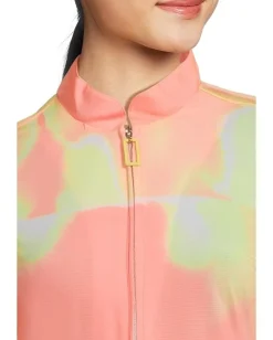 Activewear|Shirts & Tops|Jamie Sadock Flare Print Long Sleeve Sunsense 1/4 Zip Top Orange