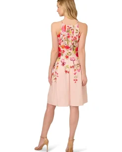 Adrianna Papell Dresses|Dresses<Floral Border Short Dress Champagne Multi