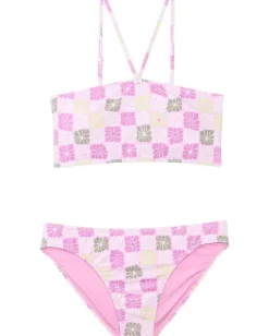 Roxy Kids Floral Check Bikini Set (Big Kid) Purple Discount