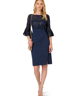 Dresses|Dresses|Adrianna Papell Floral Lace Combo Dress Navy