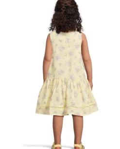 Janie and Jack Floral Ottoman Dress (toddler/Little Kid/Big Kid) Yellow Hot