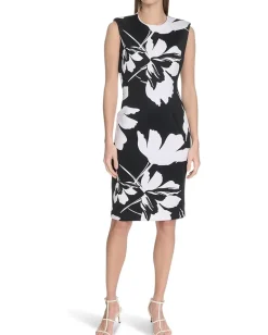 Calvin Klein Dresses|Dresses<Floral Scuba Sheath Black/White