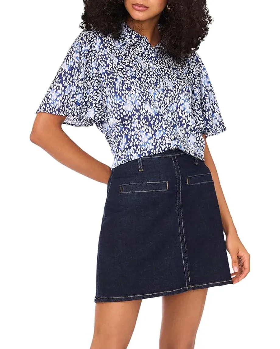 Women Vince Camuto Flutter Sleeve Collar Button-Down