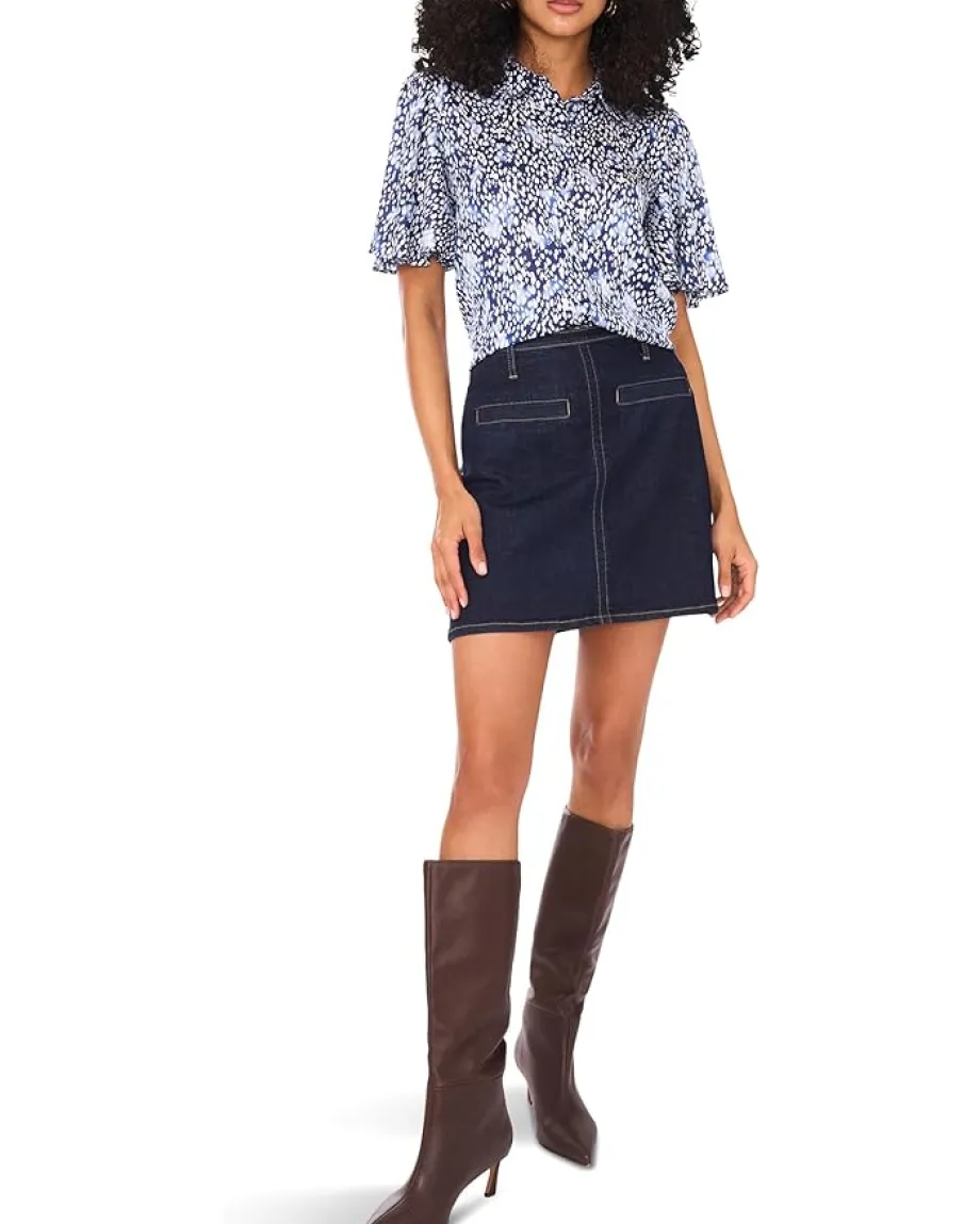 Women Vince Camuto Flutter Sleeve Collar Button-Down