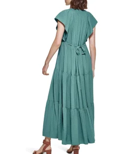 Women Calvin Klein Flutter Sleeve Gauze Midi Dress