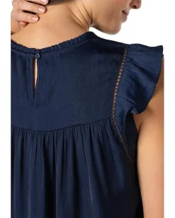 Shirts & Tops|Shirts & Tops|Liverpool Los Angeles Flutter Sleeve Woven Top With Trim Detail Dark Navy