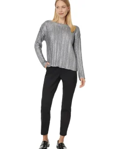 Elliott Lauren Sweaters<Foiled Cable - Cable Sweater with Foil Coating Silver