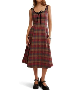 Dresses|Dresses|Free People Freya Plaid Midi Cherry Combo
