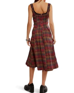 Dresses|Dresses|Free People Freya Plaid Midi Cherry Combo