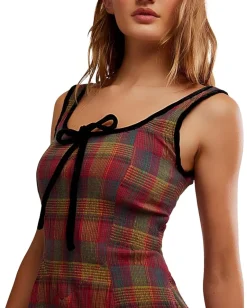 Dresses|Dresses|Free People Freya Plaid Midi Cherry Combo