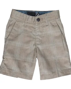 Volcom Kids Clothing<Frickin Plaid Chino Short (Toddler/Little Kids) Light Brown Heather
