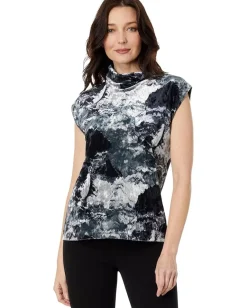 Elliott Lauren Galaxy Printed Velvet Sleeveless Turtleneck Multi Outlet