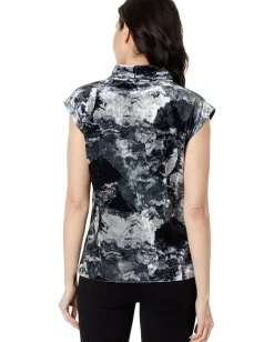 Elliott Lauren Galaxy Printed Velvet Sleeveless Turtleneck Multi Outlet