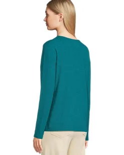 Shirts & Tops|Shirts & Tops|Elliott Lauren Garment Dye Tees - Long Sleeve V-Neck Knit Top Teal