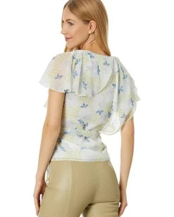 Ted Baker Shirts & Tops|Shirts & Tops<Gemmiaa Wrap Top with Ruffle Sleeves Sky Blue