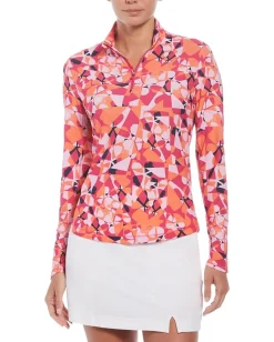 Activewear|Shirts & Tops|Callaway Geometric Floral Long Sleeve Sun Protection Pink Peacock