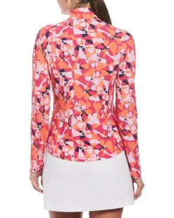 Activewear|Shirts & Tops|Callaway Geometric Floral Long Sleeve Sun Protection Pink Peacock