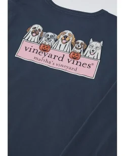 Vineyard Vines Kids Clothing<Ghost Pups Logo Box Long Sleeve Pocket Tee (Big Kid) Blue Blazer