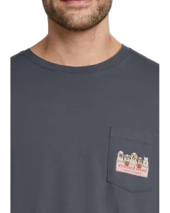 Vineyard Vines Activewear|T-Shirts<Ghost Pups Logo Box Long Sleeve Pockets Tee Blue Blazer