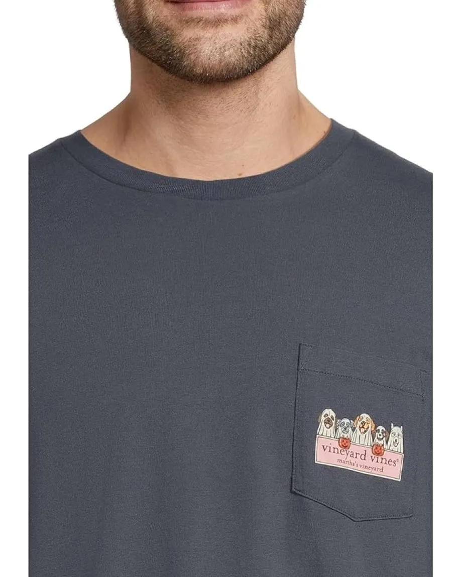 Vineyard Vines Activewear|T-Shirts<Ghost Pups Logo Box Long Sleeve Pockets Tee Blue Blazer