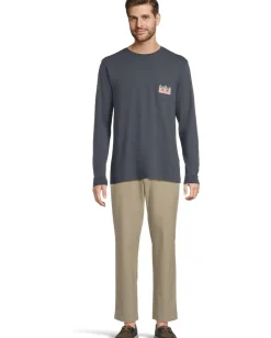 Vineyard Vines Activewear|T-Shirts<Ghost Pups Logo Box Long Sleeve Pockets Tee Blue Blazer